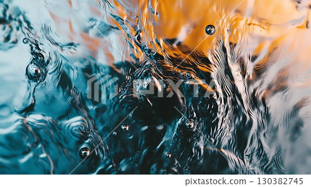 The image is of water with many small bubbles floating on the surface 130382745