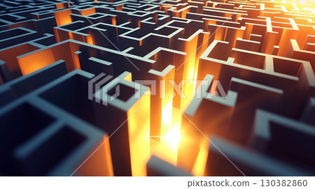 A maze with a light shining through it 130382860