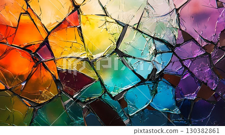 A colorful mosaic made of broken glass 130382861