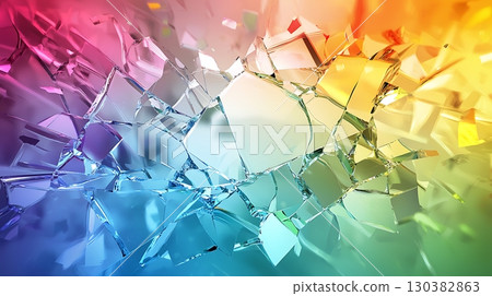 A colorful, abstract image of shattered glass 130382863