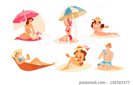 Summer Beach Vibes Enjoying a Relaxing Vacation with Vibrant Illustrations and Activities Summer Beach Vibes Enjoying a Relaxing Vacation with Vibrant Illustrations and Activities 130383377