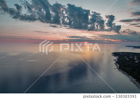 Sunset clouds over the Adriatic coast. Istria, Croatia. Sunset clouds over the Adriatic coast. Istria, Croatia. 130383391