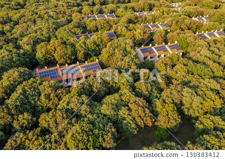 Aerial sunset drone view of resort Lanterna peninsula. Istria, Croatia. 130383412