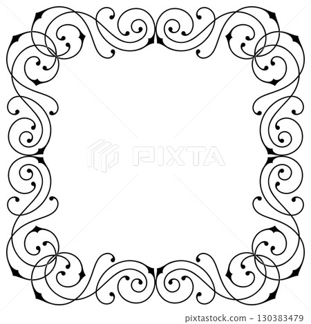 Line curl frame. Modern decorative linear background. 130383479