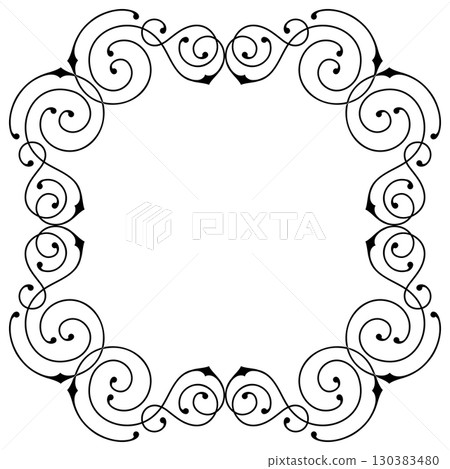 Line curl frame. Modern decorative linear background. Line curl frame. Modern decorative linear background. 130383480
