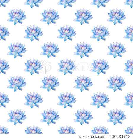 Wellness  seamless pattern featuring watercolor blue lotuses with tranquil charm. Perfect for mindfulness blogs and holistic projects Wellness  seamless pattern featuring watercolor blue lotuses with tranquil charm. Perfect for mindfulness blogs and holistic projects 130383540