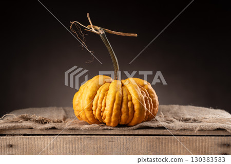 Guicoy Squash On Rustic Wooden Crate Guicoy Squash On Rustic Wooden Crate 130383583