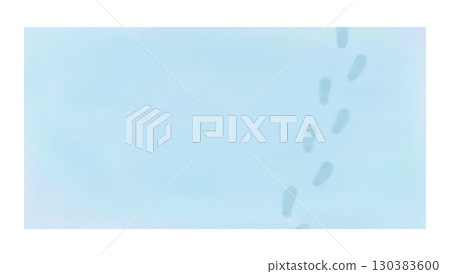 Background frame of human footprints in the snow in winter 130383600