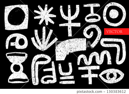 Textured doodle vector abstract black symbols shapes modern graphic design Textured doodle vector abstract black symbols shapes modern graphic design 130383612