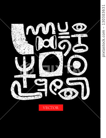Textured doodle vector abstract black symbols shapes modern graphic design 130383631