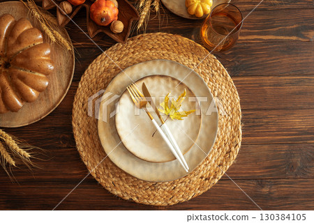 Rustic Fall Table Setting with Pumpkins and Harvest Decor for Thanksgiving Rustic Fall Table Setting with Pumpkins and Harvest Decor for Thanksgiving 130384105