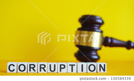 Word corruption with a gavel. Justice and political crime. Word corruption with a gavel. Justice and political crime. 130384339