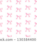 Seamless pattern with pink bow, hand drawn in watercolor. 130384400