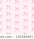 Seamless pattern with pink bow, hand drawn in watercolor. 130384401