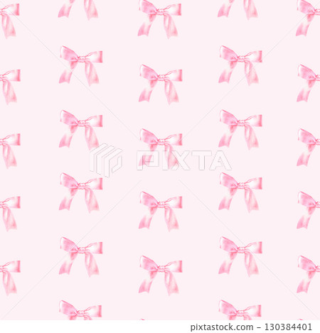Seamless pattern with pink bow, hand drawn in watercolor. Seamless pattern with pink bow, hand drawn in watercolor. 130384401