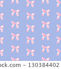 Seamless pattern with pink bow, hand drawn in watercolor. 130384402