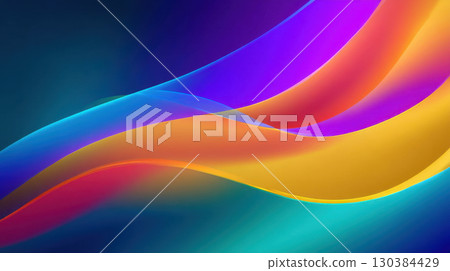 Dynamic neon waves with bright gradient transitions and smooth curves 130384429