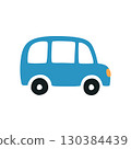 Car side view. Blue auto. Wheel transport profile. 130384439