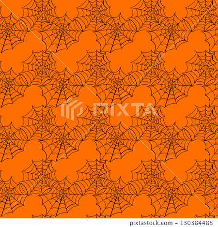 Seamless dark lace pattern with fine spiderweb details on gray-black background 130384488