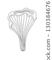 Chanterelle mushroom forest edible fungi hand drawn doodle outline illustration, Halloween holiday, autumn simple seasonal image for botanical, culinary, organic food, nature themes design 130384676