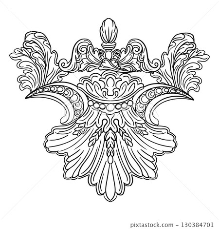 Engraving vintage ornament acanthus leaf vector illustration Engraving vintage ornament acanthus leaf vector illustration 130384701