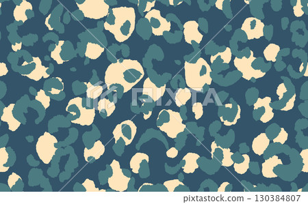 Abstract modern leopard seamless pattern. Animals trendy background. Color decorative vector stock illustration for print, card, postcard, fabric, textile. Modern ornament of stylized skin 130384807