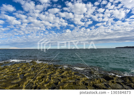 Coastal landscape with cliffs in Peninsula Valdes, World Heritage Site, Patagonia Argentina Coastal landscape with cliffs in Peninsula Valdes, World Heritage Site, Patagonia Argentina 130384873