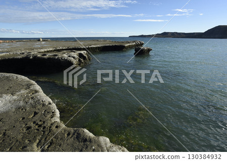 Coastal landscape with cliffs in Peninsula Valdes, World Heritage Site, Patagonia Argentina 130384932