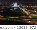City at night with green light. 130384972