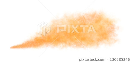 Orange glowing smoke or magical mist on transparent background, realistic vapor cloud template or toxic gas fog mockup 130385246