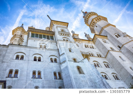 Astonishing view of famous Neuschwanstein Castle in autumn. 130385779