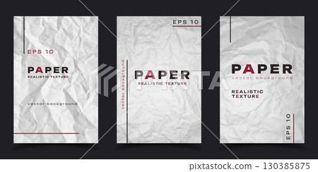 Crumpled paper texture background set 130385875