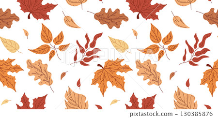 Fall leaves seamless pattern 130385876
