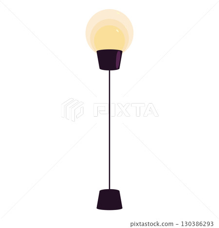 Modern floor lamp with yellow light Vector 130386293