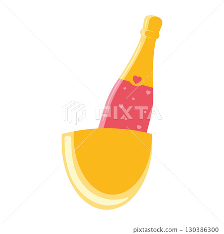 Champagne bottle in ice bucket Vector 130386300