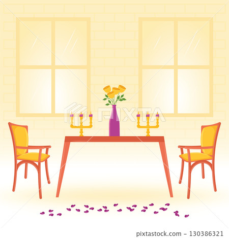 Elegant floral dinner set. Vector 130386321