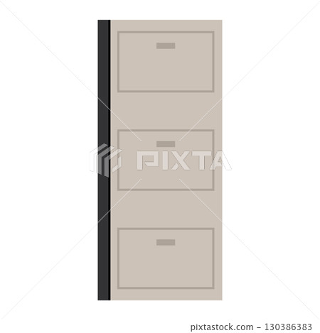 Tall beige file cabinet with sleek design Vector 130386383
