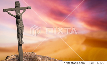 The Jesus cross for religion or Holiday concept 3d Rendering. 130386472