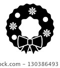 帶有雪花和絲帶的聖誕花環的剪影插圖 130386493