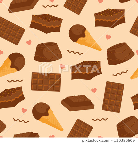 Chocolate treats cute pattern. Vector Chocolate treats cute pattern. Vector 130386609