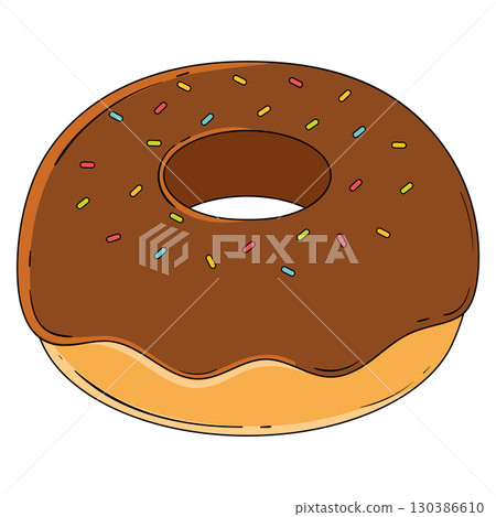 Chocolate donut with sprinkles. Vector Chocolate donut with sprinkles. Vector 130386610