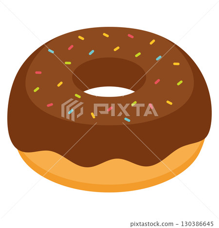 Chocolate donut with sprinkles. Vector Chocolate donut with sprinkles. Vector 130386645