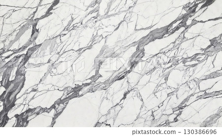 Luxurious white marble texture with prominent grey veining Luxurious white marble texture with prominent grey veining 130386696