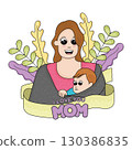 Cute mother character with her son Mother day Vector 130386835