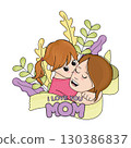 Cute mother character with her daughter Mother day Vector 130386837
