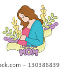 Isolated pregnant mother character with leaves Happy mother day Vector 130386839