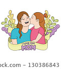Cute mother character with her daughter Mother day Vector 130386843