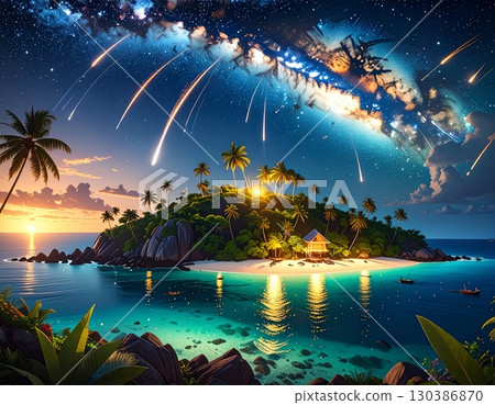 A tropical paradise where shooting stars rain down 130386870