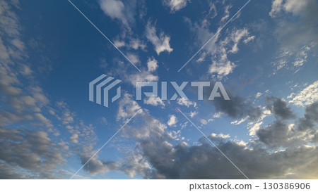 Explore the Exquisite Cloud Patterns Beautifully Luminous Beneath a Clear Blue Sky 130386906