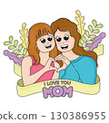 Cute mother character with her daughter Mother day Vector 130386955